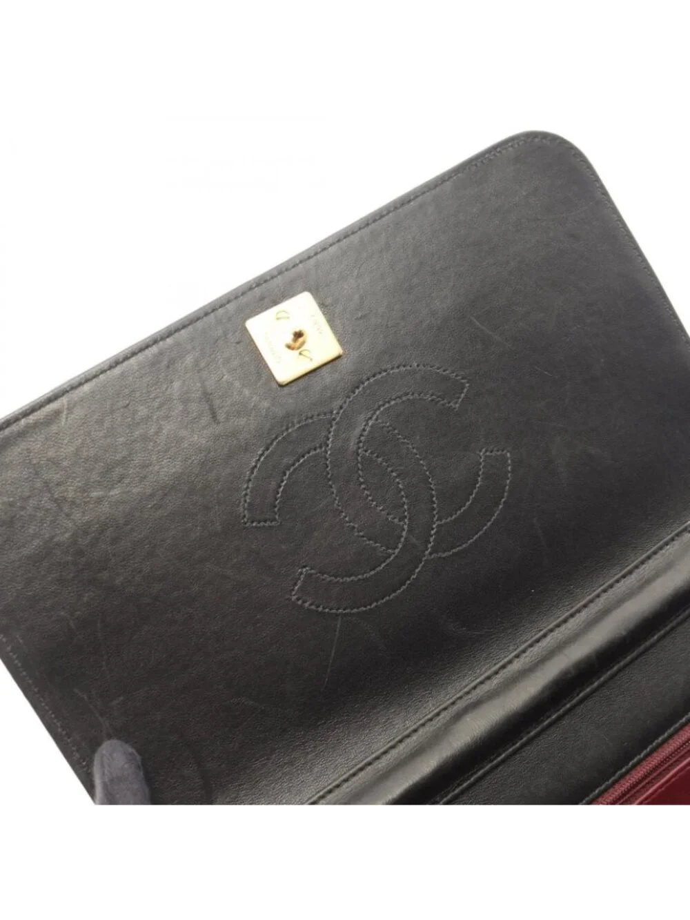 Chanel Shoulder Bag Quilted Fullflap Push Lock Black Lambskin Chain